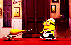 Minion character vacuuming